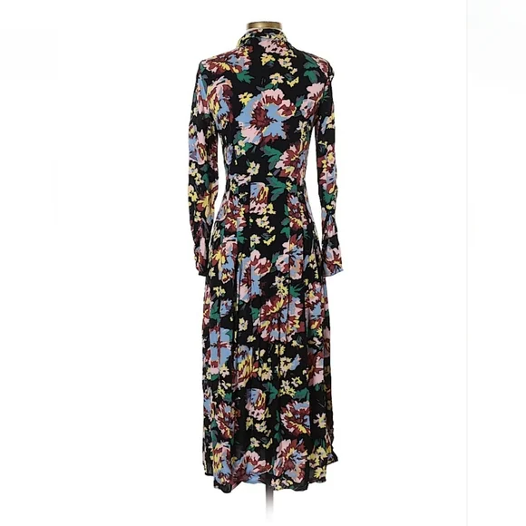 & Other Stories Black Floral Print Midi Shirtdress - Picture 3 of 14
